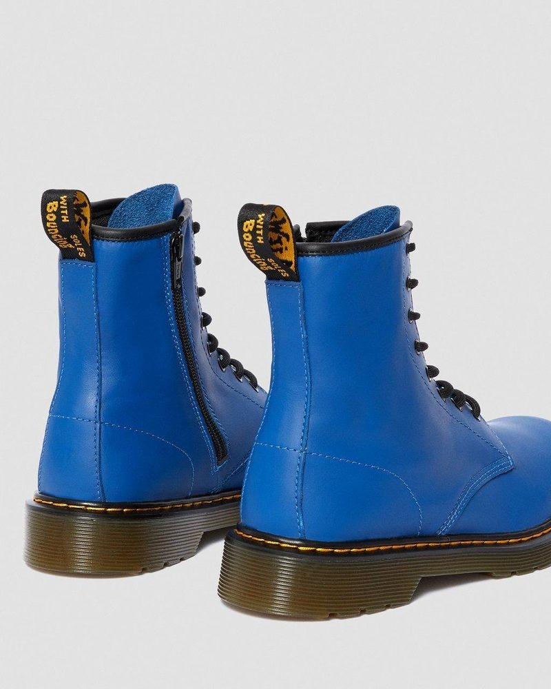 Dr Martin Martens Youth 1460 Leather Lace Up Boots (Romario) Boots Blue | PO36-H1ZD