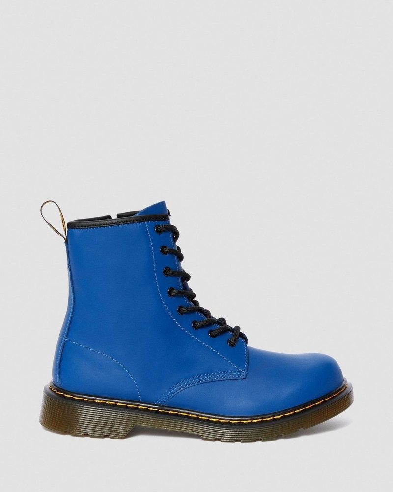 Dr Martin Martens Youth 1460 Leather Lace Up Boots (Romario) Boots Blue | PO36-H1ZD