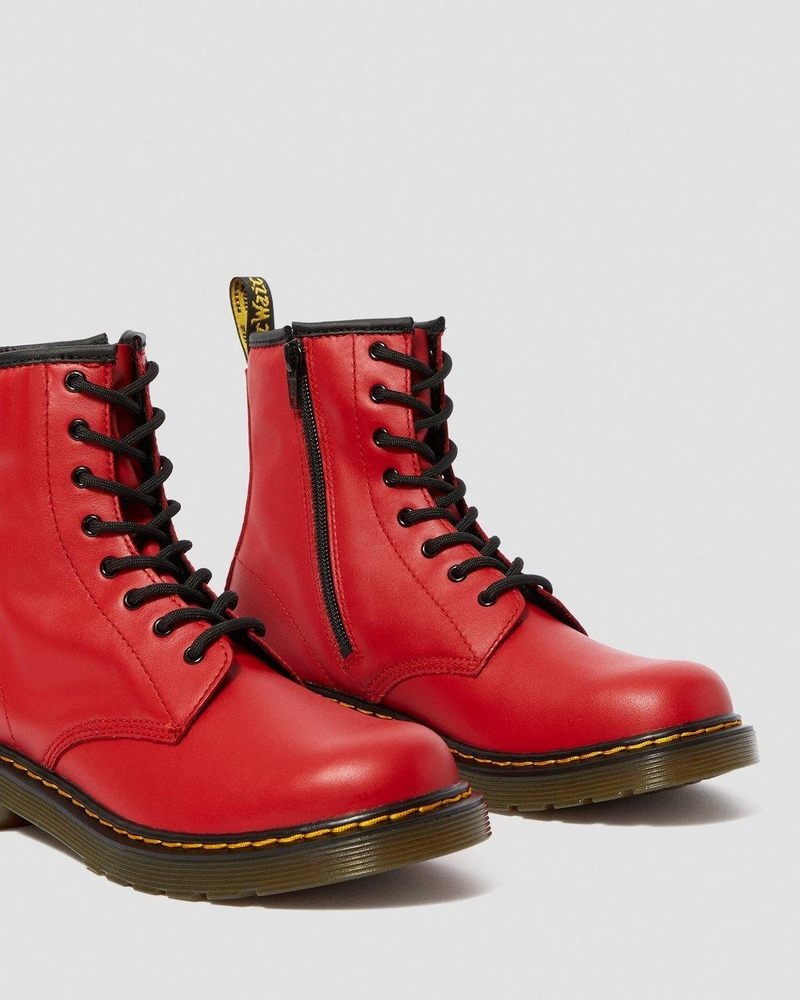 Dr Martin Martens Youth 1460 Leather Lace Up Boots (Romario) Boots Red | NU71-X7VQ