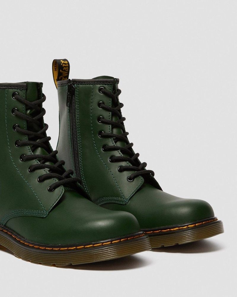 Dr Martin Martens Youth 1460 Leather Lace Up Boots (Romario) Boots Green | ZL72-D6SJ