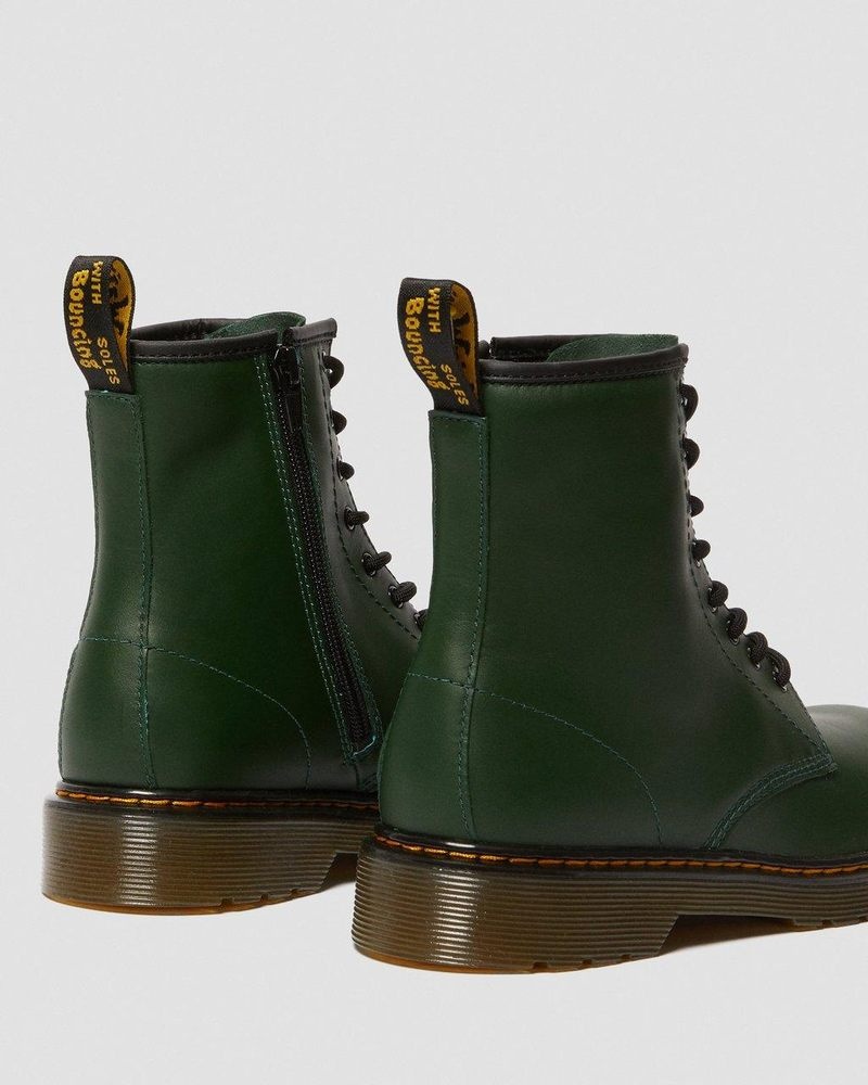 Dr Martin Martens Youth 1460 Leather Lace Up Boots (Romario) Boots Green | ZL72-D6SJ