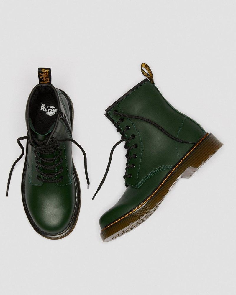 Dr Martin Martens Youth 1460 Leather Lace Up Boots (Romario) Boots Green | ZL72-D6SJ