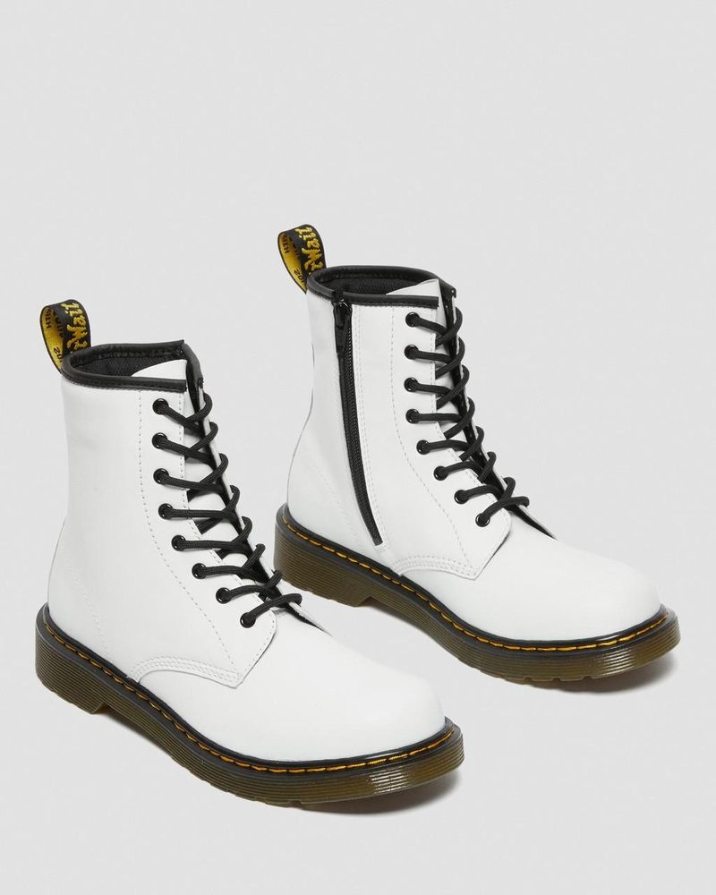 Dr Martin Martens Youth 1460 Leather Lace Up Boots (Romario) Boots White | NC41-B4TB