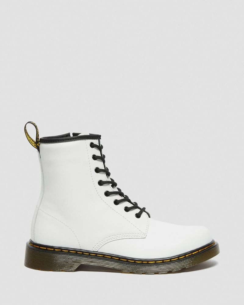 Dr Martin Martens Youth 1460 Leather Lace Up Boots (Romario) Boots White | NC41-B4TB