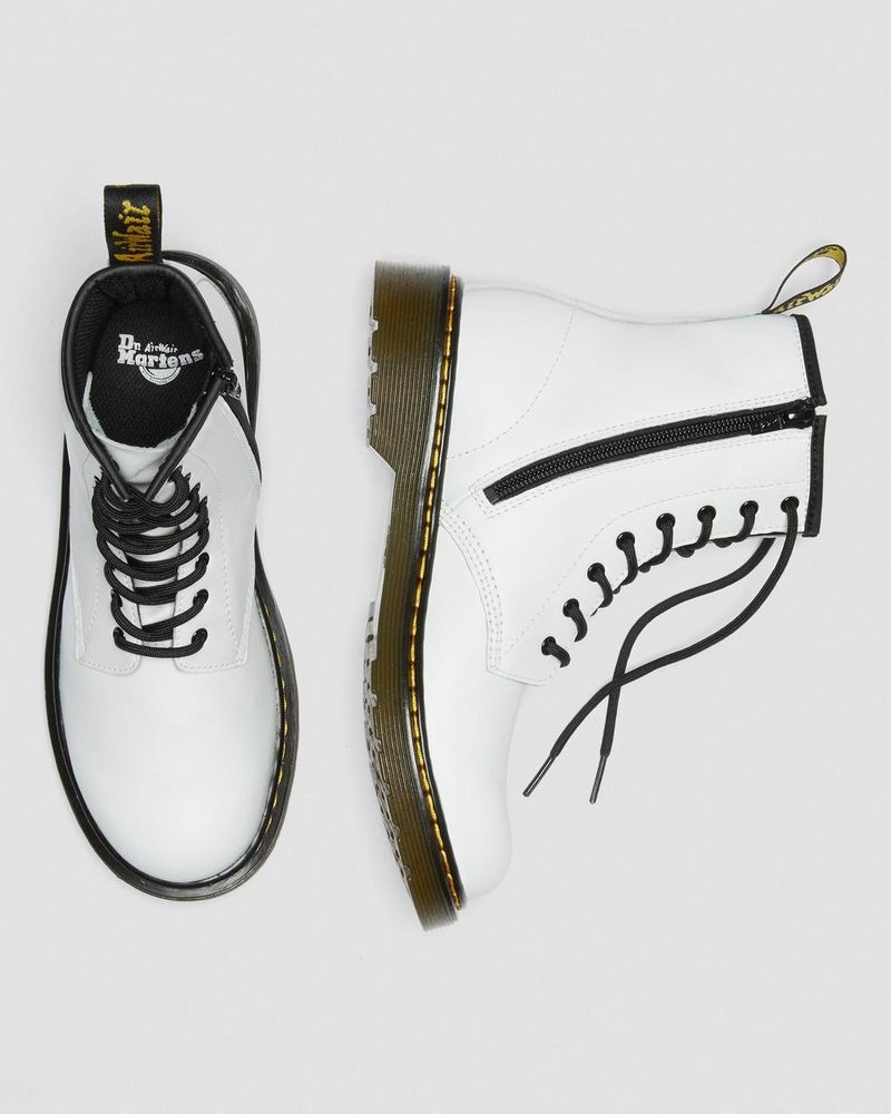 Dr Martin Martens Youth 1460 Leather Lace Up Boots (Romario) Boots White | NC41-B4TB