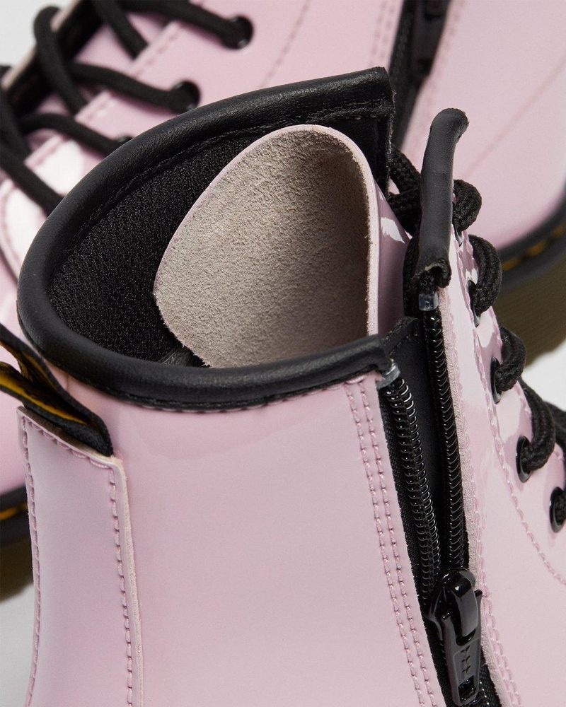 Dr Martin Martens Youth 1460 Patent Leather Lace Up Boots (Patent Leather) Boots Pale Pink | DB54-B4CW