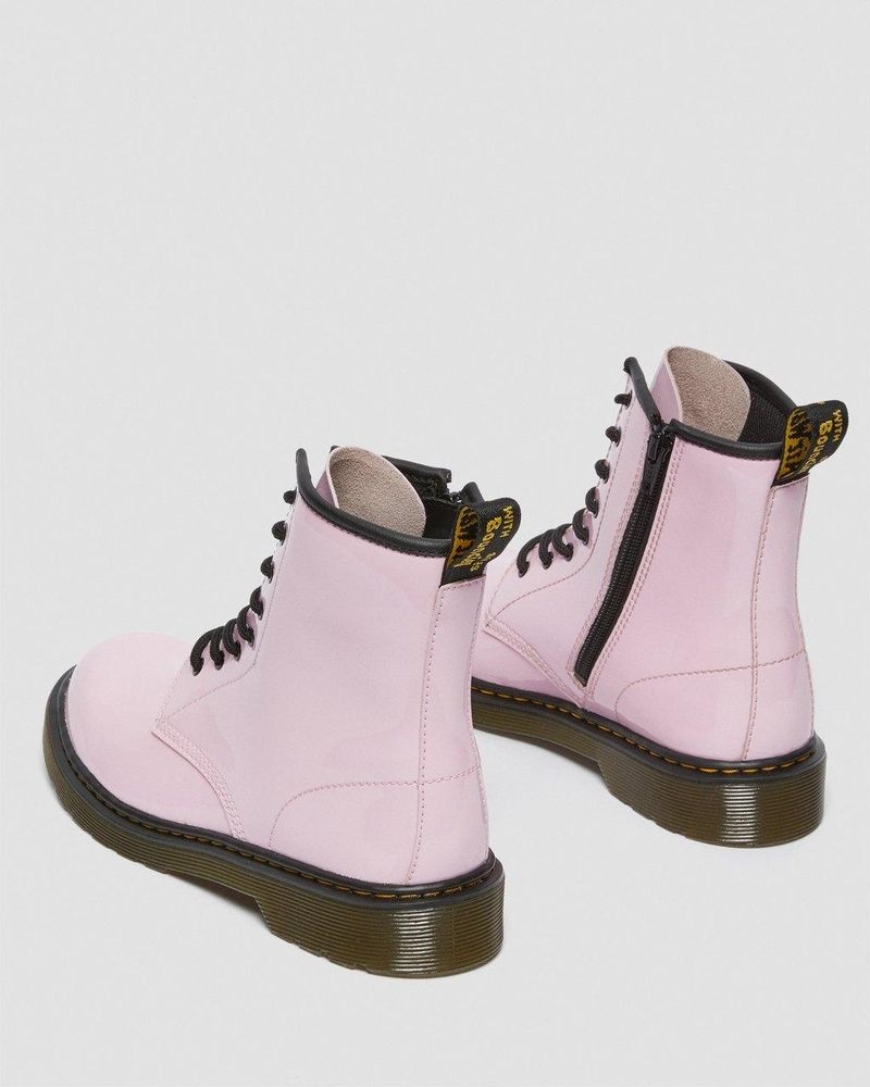 Dr Martin Martens Youth 1460 Patent Leather Lace Up Boots (Patent Leather) Boots Pale Pink | DB54-B4CW