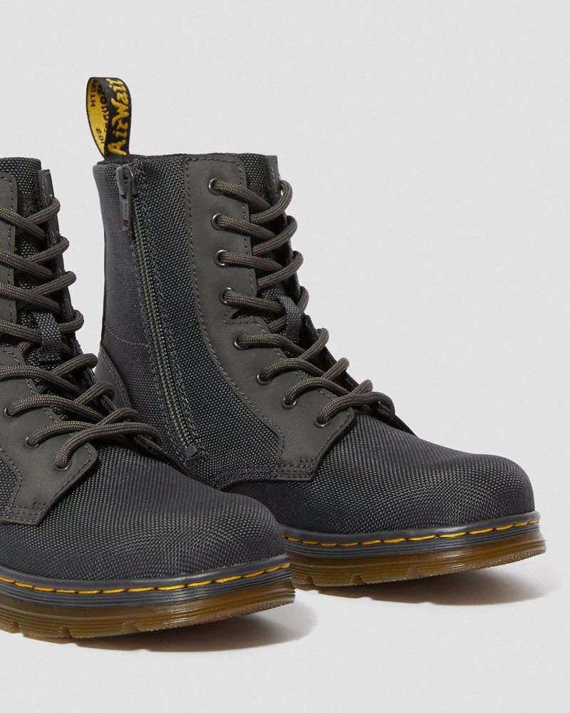 Dr Martin Martens Youth Combs Extra Tough Poly Casual Boots (Extra Tough 50/50+Rubbery) Boots Charcoal | GH52-J6NA