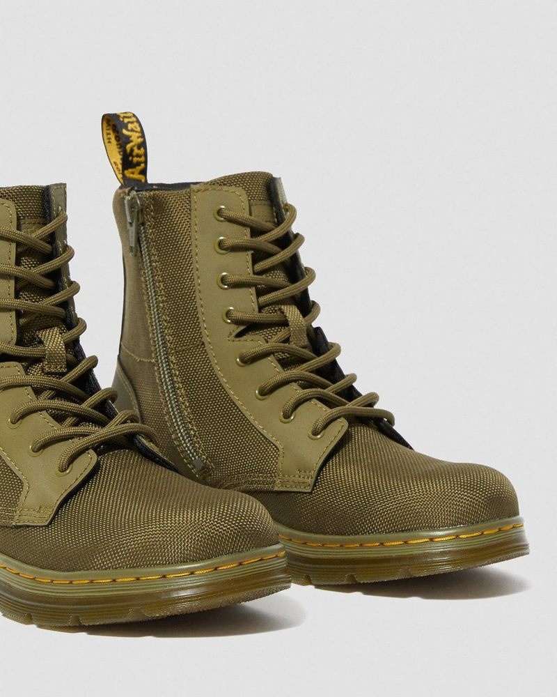 Dr Martin Martens Youth Combs Extra Tough Poly Casual Boots (Extra Tough 50/50+Rubbery) Boots Olive | LT23-I3JB