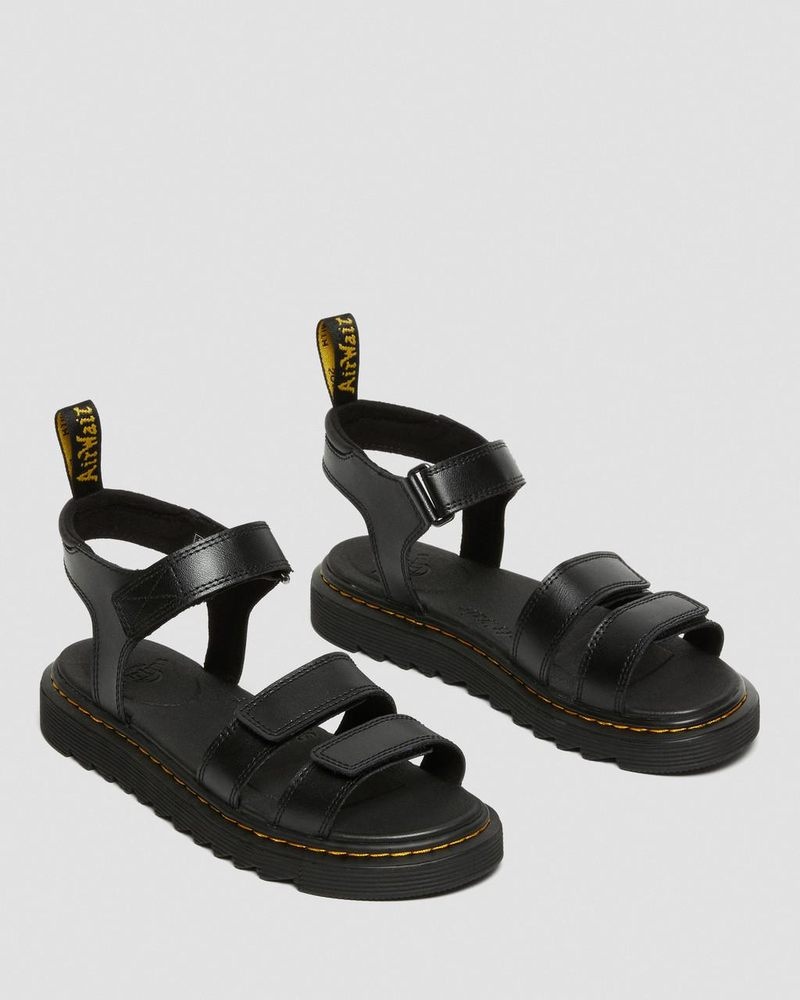 Dr Martin Martens Youth Klaire Leather Strap Sandals (T Lamper) Sandals Black | AD79-L3QU