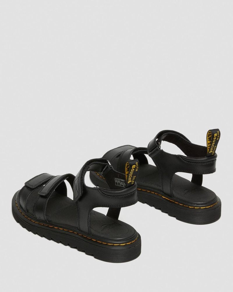 Dr Martin Martens Youth Klaire Leather Strap Sandals (T Lamper) Sandals Black | AD79-L3QU