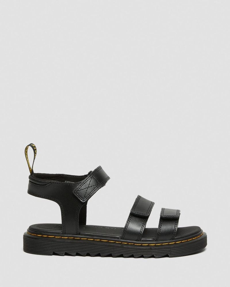 Dr Martin Martens Youth Klaire Leather Strap Sandals (T Lamper) Sandals Black | AD79-L3QU