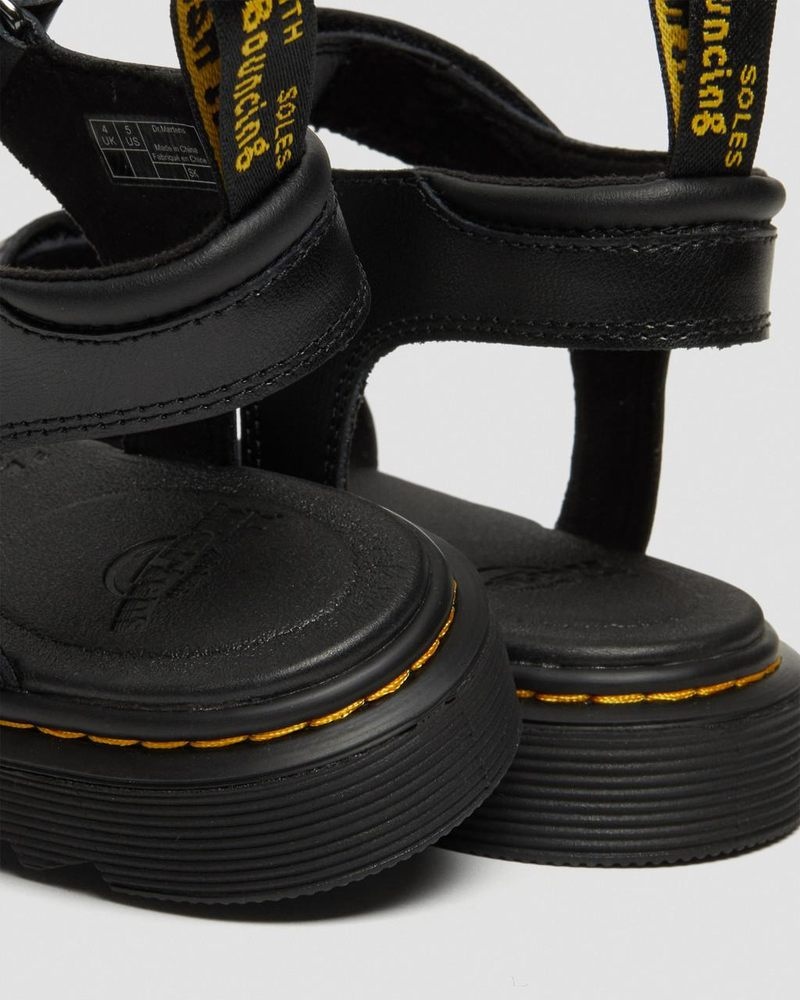 Dr Martin Martens Youth Klaire Leather Strap Sandals (T Lamper) Sandals Black | AD79-L3QU