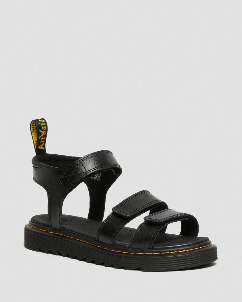 Dr Martin Martens Youth Klaire Leather Strap Sandals (T Lamper) Sandals Black | AD79-L3QU