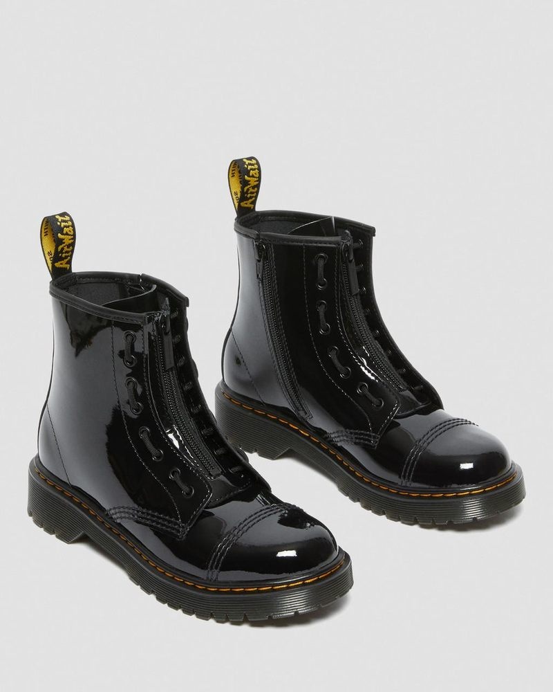 Dr Martin Martens Youth Sinclair Bex Patent Leather Boots (Patent Leather) Boots Black | WH16-E7JM