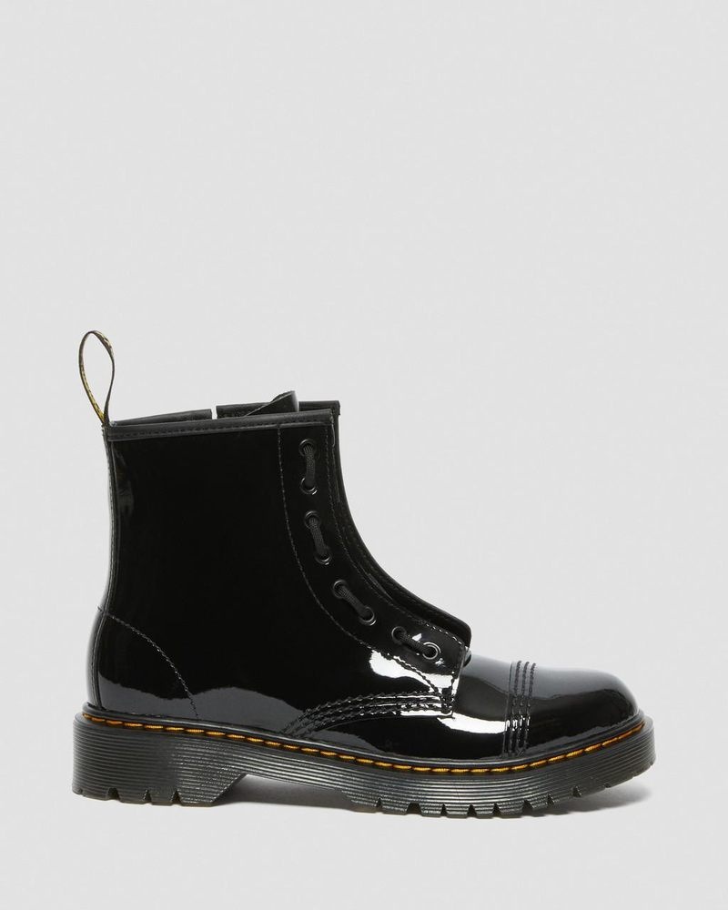 Dr Martin Martens Youth Sinclair Bex Patent Leather Boots (Patent Leather) Boots Black | WH16-E7JM