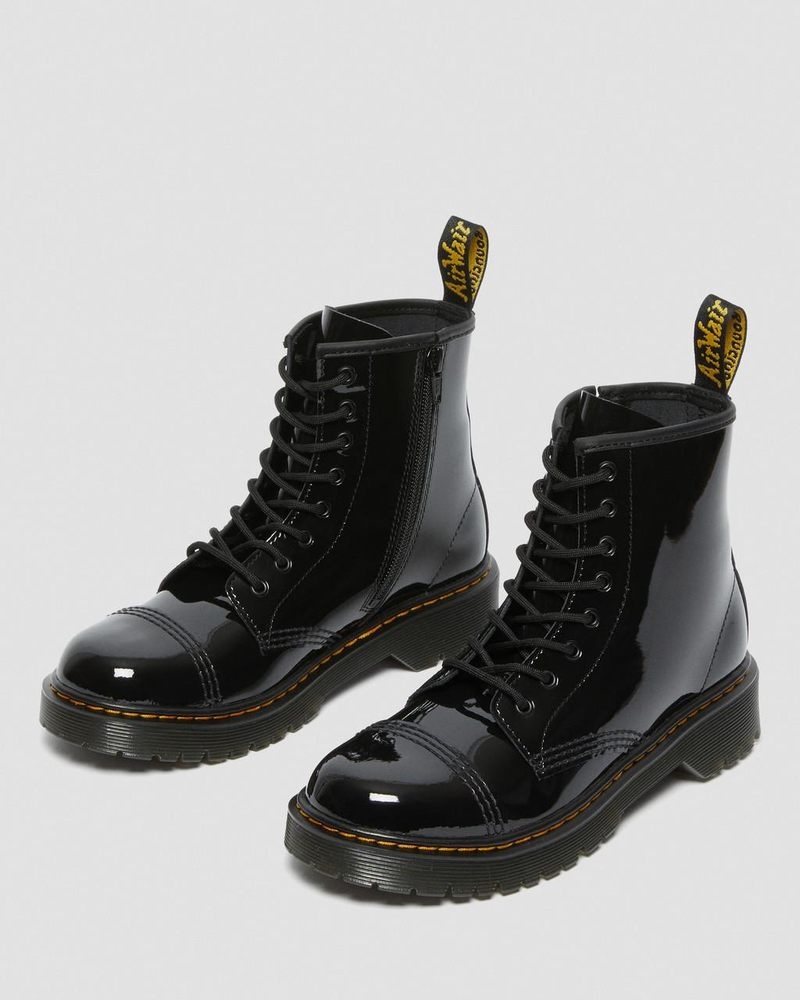 Dr Martin Martens Youth Sinclair Bex Patent Leather Boots (Patent Leather) Boots Black | WH16-E7JM