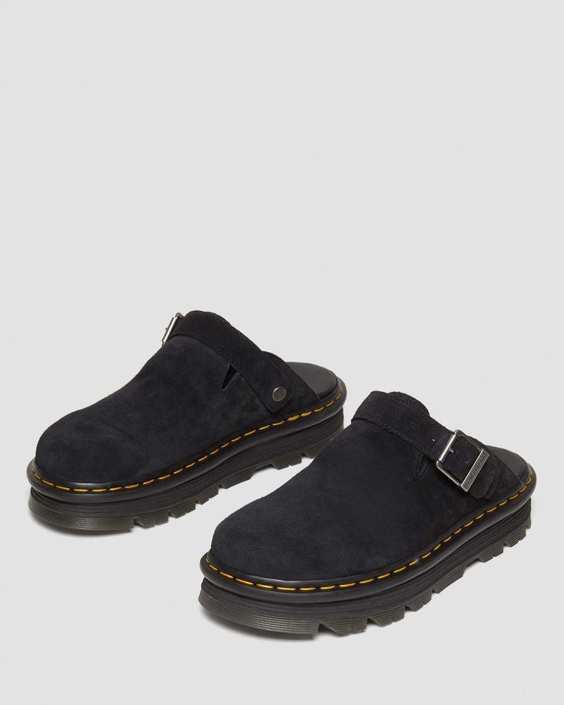 Dr Martin Martens Zebzag Suede Casual Singback Platform Mules (E.H.Suede) Sandals Black | JF85-C3XG