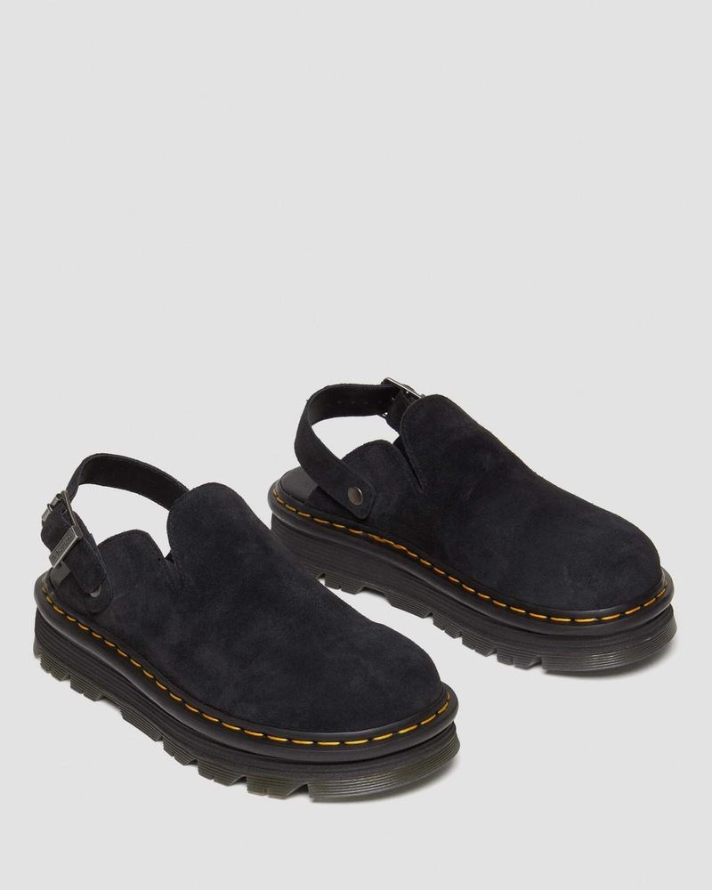 Dr Martin Martens Zebzag Suede Casual Singback Platform Mules (E.H.Suede) Sandals Black | JF85-C3XG