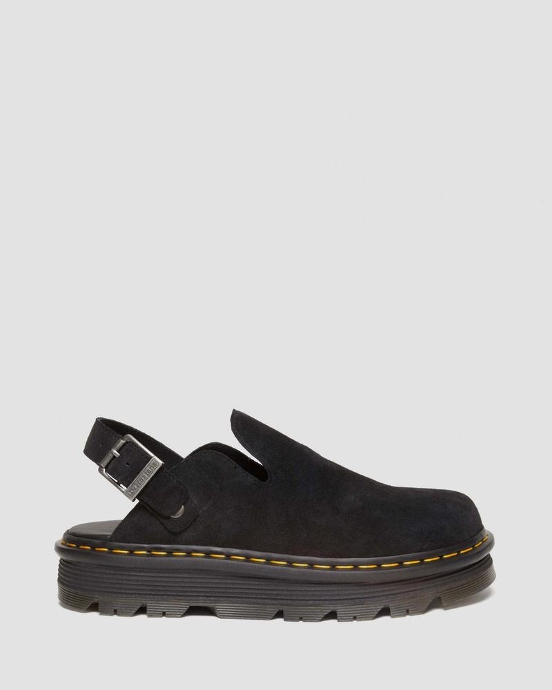 Dr Martin Martens Zebzag Suede Casual Singback Platform Mules (E.H.Suede) Sandals Black | JF85-C3XG