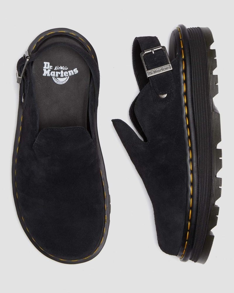 Dr Martin Martens Zebzag Suede Casual Singback Platform Mules (E.H.Suede) Sandals Black | JF85-C3XG