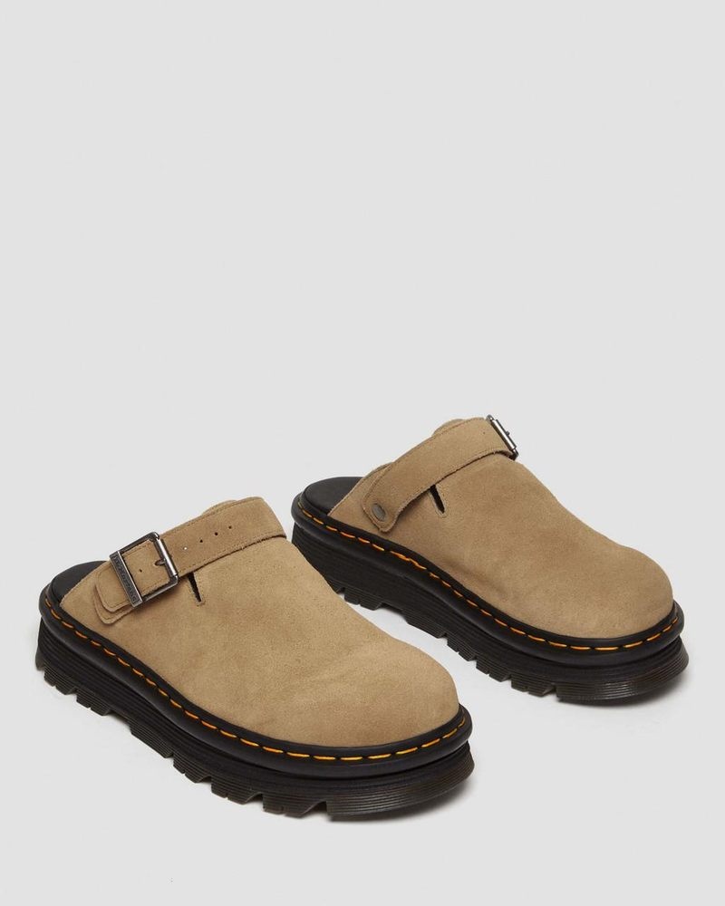 Dr Martin Martens Zebzag Suede Casual Singback Platform Mules (E.H.Suede) Sandals Savannah Tan | KA35-G9PR