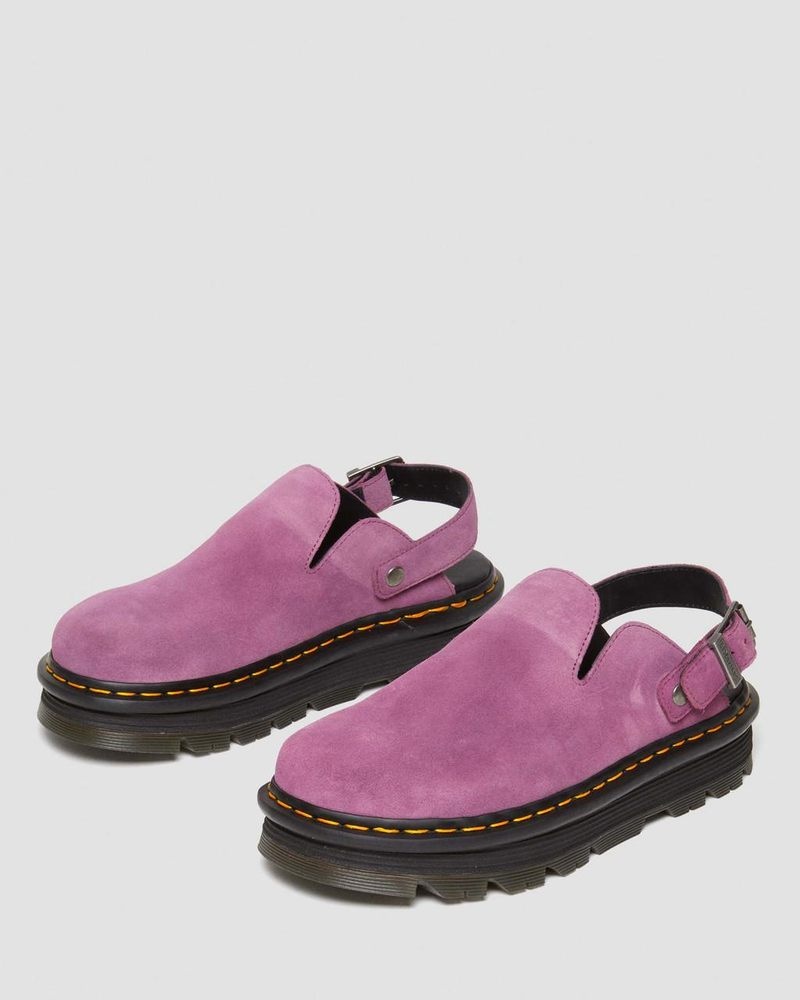 Dr Martin Martens Zebzag Suede Casual Slingback Platform Mules (E.H.Suede) Sandals Muted Purple | AE19-K4OK