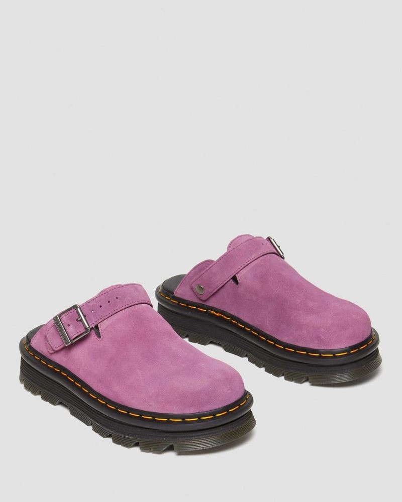 Dr Martin Martens Zebzag Suede Casual Slingback Platform Mules (E.H.Suede) Sandals Muted Purple | AE19-K4OK