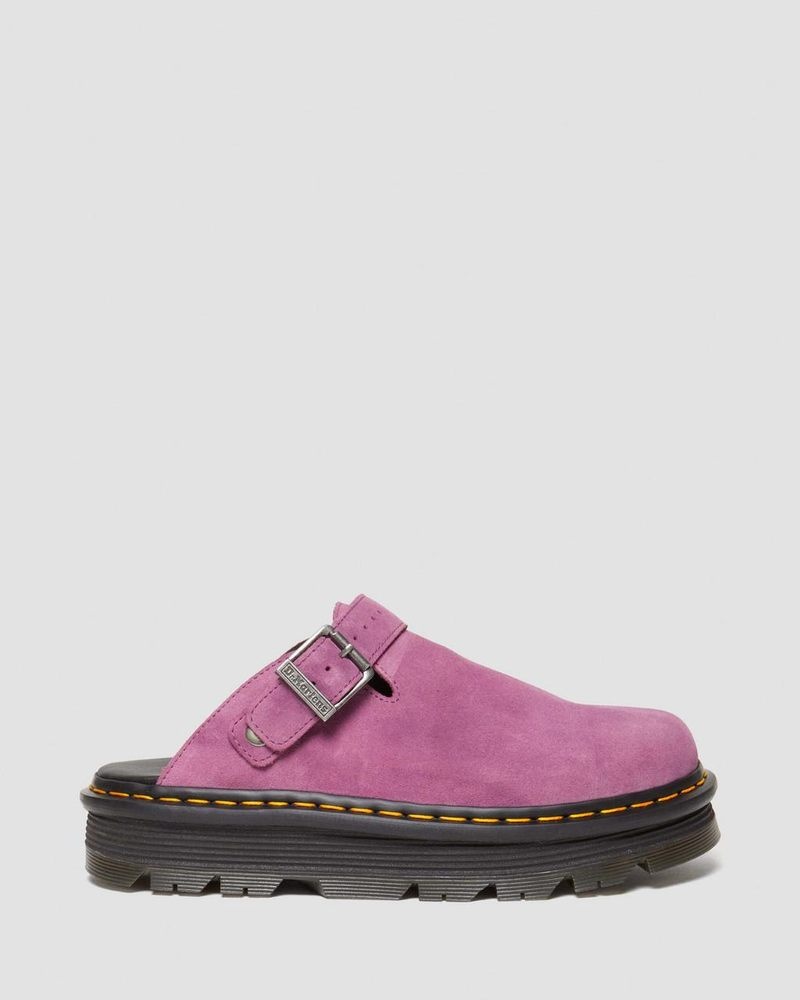 Dr Martin Martens Zebzag Suede Casual Slingback Platform Mules (E.H.Suede) Sandals Muted Purple | AE19-K4OK